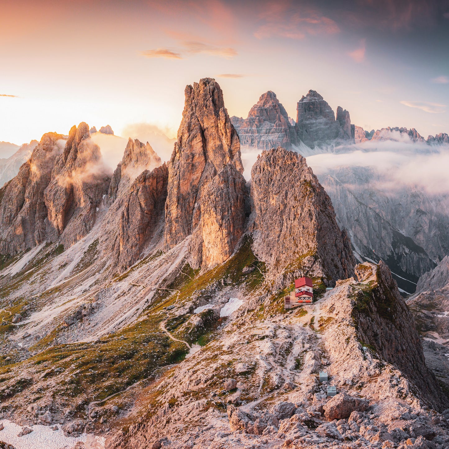 Wundt Tower and Tre Cime di Lavaredo