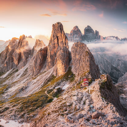 Wundt Tower and Tre Cime di Lavaredo